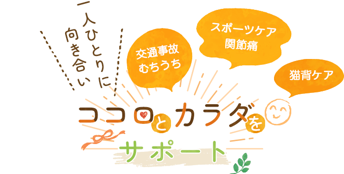 交通事故治療・スポーツ障害・外傷・姿勢矯正 一人ひとりに向き合いココロとカラダをサポート